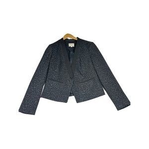 Ann Taylor LOFT Animal Print One Button Jacket sz 8‎ Grey/Black